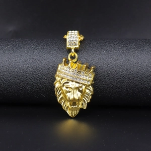 Collana Con Ciondolo a Forma di Testa di Leone Con Corona Hip Hop Catena a Corda Oro Strass Lega Ferro Gioielli Per Uomo Donna