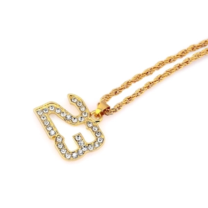 Collier hip hop avec pendentif numéro 23 serti de strass et chaîne en or torsadée