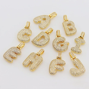 Hip Hop Iced Out Copper Zirconia Bubble Letter Pendant Only For Men Women Alphabet Jewelry Pendant Only Without Chain