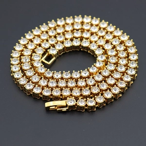 Collana Tennis in Lega Con Strass AAA Gioielli Hip Hop Catena Iced Out Oro Argento Per Uomo Donna Regalo Festa
