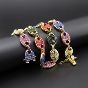 Hip Hop Koffieboon Ketting Legering Strass Iced Out Bling Mode Sieraden Voor Heren Dames Feest Streetwear Accessoires