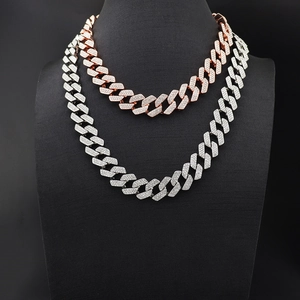Cadena de eslabones cubanos de 20 mm para hombre con diamantes en estilo hiphop