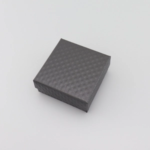 Coffret cadeau bijoux carré gris anthracite haut de gamme avec motif texturé à grille