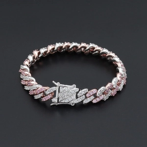 Hip Hop Iced Out Panzerkette Armband Kupfer AAA Zirkonia Mikro-Fassung Bling Bling Armband Für Herren Damen Streetstyle Schmuck