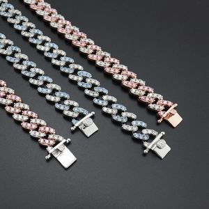 8mm Iced Out Cuban Armbänder mit Zirkonia-Besatz in Silber und Roségold-Finish
