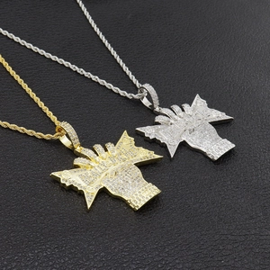 Hip hop rope chain necklaces with gold and silver iced out money pendant for street style