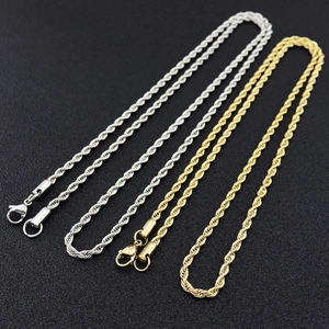 3mm titanium steel rope chain necklaces in gold and silver finish with lobster clasp