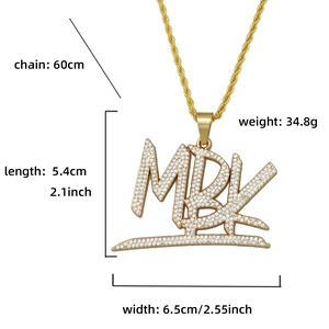 Spécifications détaillées de la taille du collier MBK hip hop avec cristaux brillants