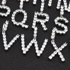 Pendentif Seul Lettre Initiale 26 Alphabet Hip Hop Couleur Argent Cuivre Strass Sans Chaîne Accessoire Bijoux DIY Rap