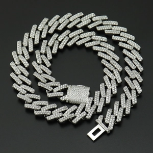 Bijoux de Chaîne à Maillons Cubains Hip Hop Cuivre Lourd Incrusté de Zircone Collier Bracelet Tons Or Argent pour Hommes Fête Accessoires de Mode