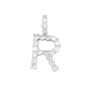 Pendentif lettre r en argent serti de zircons pour collier hip hop style créatif
