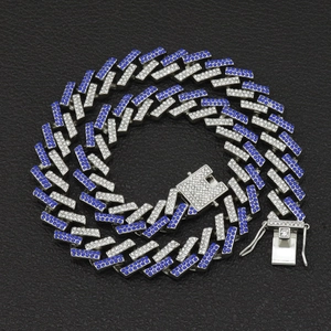 Collana con Catena a Maglia Cubana Hip Hop Rombo Pave in Lega con Strass Gioielli Esagerati per Accessori da Festa Unisex