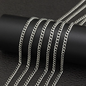 Polished Stainless Steel Cuban Link Chain Necklace Hip Hop Punk Flat Curb Accessory For Men Women Unisex Hip Hop Jewelry