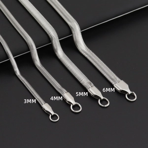 Minimalist Stainless Steel Flat Snake Bone Chain Necklace Unisex Herringbone Link Chain Personalized Necklace For Women Men Jewelry Gift