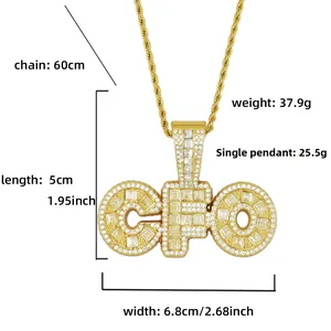 Especificaciones del collar con colgante CFO de diamantes y cadena de cuerda de 60 cm