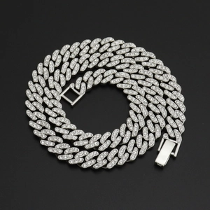 9MM Hip Hop Iced Out Panzerkette Halskette Für Damen Herren Legierung Strass Cuban Armband Streetwear Schmuck