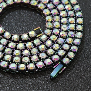 Rainbow colored hip hop tennis chain with multicolor crystal stones for men and women