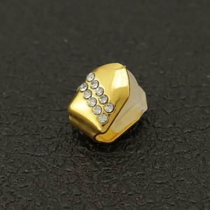 Dent de vampire grillz plaqué or 18 carats avec diamants étincelants pour style hip-hop
