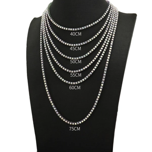 Rainbow crystal tennis chain necklace in multiple lengths for hip hop style fashion
