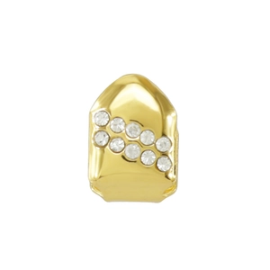 Grillz de Dent Hip Hop Simple en Cuivre Plaqué Or Argent Cros de Vampire Incrustés de Strass pour Halloween Fête Bijoux Unisexe