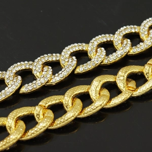13mm vergoldete Iced Out Oval-Panzerkette und Hip-Hop-Halskette mit Hammerschlag