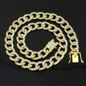 Hip Hop Iced Out Panzerkette Legierung Strass Halskette Armband Für Herren Damen Gold Silber Überzogener Schmuck Für Party
