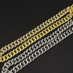 Ensemble de colliers chaîne cubaine glacée en or et argent pour un style hip-hop