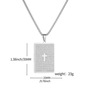 Collana di preghiera in acciaio inossidabile argento con incisione a croce per uomo
