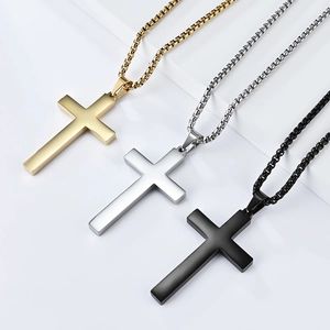 Minimalist Stainless Steel Cross Pendant Necklace Men Women Personalized Religious Jewelry Titanium Steel Necklaces Gift