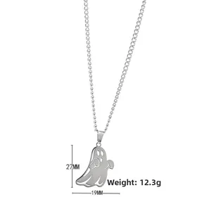Detailed view showing Halloween ghost pendant dimensions of 27mm by 19mm and 12.3g weight