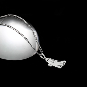 Cute cartoon ghost necklace in silver titanium steel with crystal ball reflection