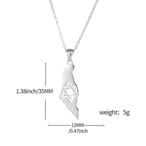 Detailed view showing 35mm by 12mm dimensions of the silver map pendant necklace