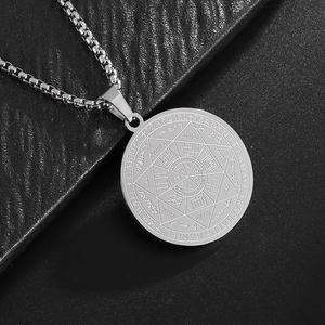 Collier avec pendentif Sceau des Sept Archanges en acier inoxydable et chaîne pour homme
