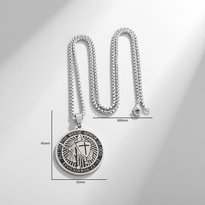 Vintage stainless steel Knight Templar armor of God pendant necklace with box chain