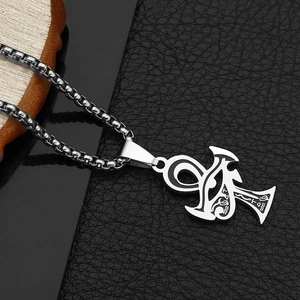 Silver stainless steel Egyptian Ankh necklace with Eye of Horus pendant on round box chain