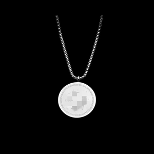 Collana in acciaio inossidabile argento con pendente rotondo e catena a scatola tonda