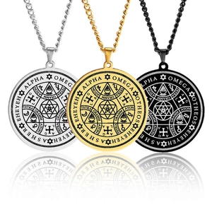 Enochian Engel Magische Amulet Hexagram Roestvrij Staal Hanger Ketting Salomo Sleutel Bescherming Vintage Sieraden Unisex