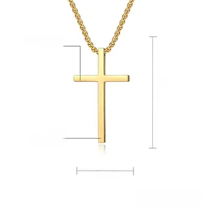 Dettagli del ciondolo a croce in acciaio inossidabile dorato lucido 43mm x 25mm