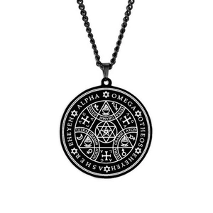 Enochiaanse Hexagram Talisman Ketting met Zwarte Matte Hanger en Geheime Symbolen