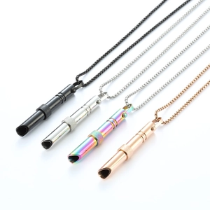 Collier Sifflet de Méditation en Acier Inoxydable Avec Perles Pivotantes Bijoux de Soulagement de l'Anxiété Unisexe
