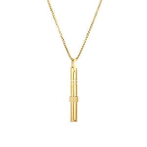 Golden titanium steel meditation breathing pendant necklace with rotating beads design