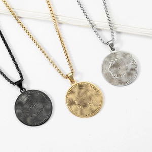 Collier avec pendentif sceau des sept archanges en acier inoxydable or, argent et noir
