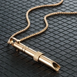 Collier pendentif sifflet de pleine conscience en acier doré pour soulager le stress