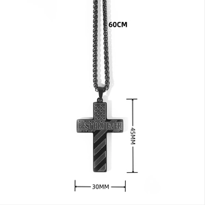 Black stainless steel US flag cross necklace with Best Bro Ever engraving