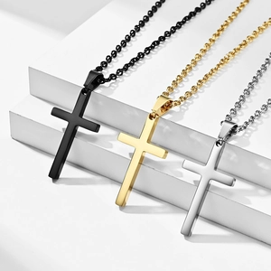 Minimalistische Edelstahl Kreuz Anhänger Halskette Für Paare Unisex Poliertes Metall Religiöser Schmuck Geschenk Kreuz Halskette