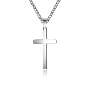 Minimalistische silberne Kreuzkette aus Edelstahl mit polierter Metalloberfläche