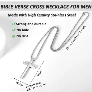 Poliertes Edelstahl-Kreuzanhänger-Halskette für Herren mit robuster 60 cm Box-Kette