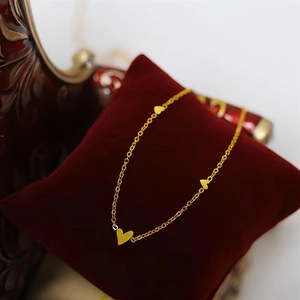 Collier Bracelet Cœur en Acier Inoxydable pour Femme Exquis Pendentif Cœur Chaîne Bijoux Accessoire Cadeau Quotidien