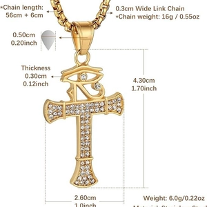 Collier croix Œil d'Horus en acier inoxydable doré orné de zircons scintillants