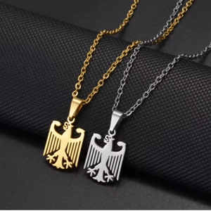 Collier Pendentif Aigle Allemand en Acier Inoxydable Bijou Héraldique Bundesadler pour Femmes Hommes Cadeau
